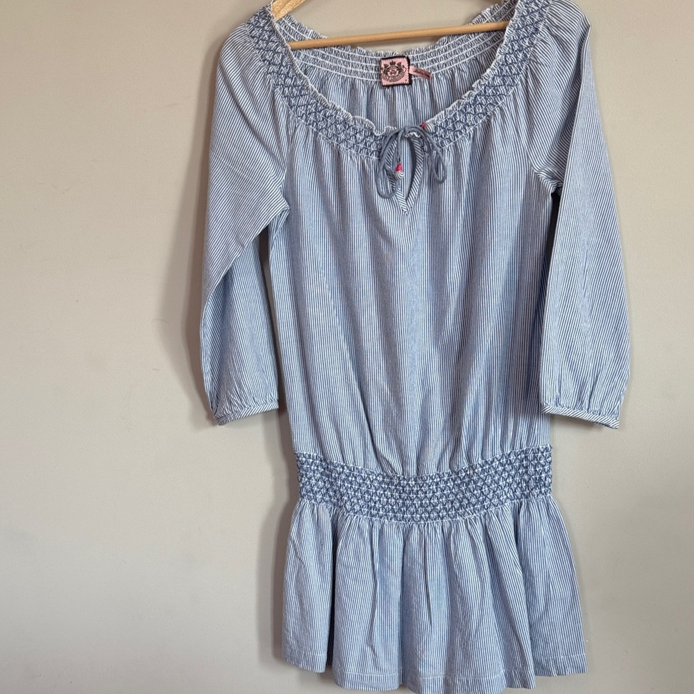 Girls Blue Smocked Waist Dress